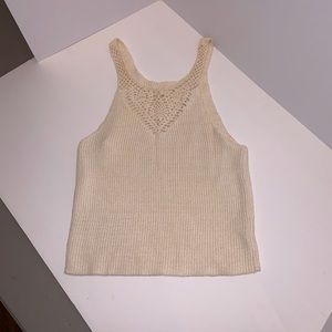 Off white Knitted High Neck Crop Top